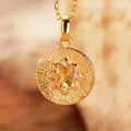Macro view of gold plated sterling silver necklace with yellow gemstone sunburst pendant - Natural Citrine (Gold)