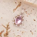 Close-up of elegant S925 silver necklace with oval purple amethyst pendant. - European Retro Style (N502) / Natural Amethyst (Silver)