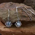 Elegante S925 Sterling Silber Durchzieher-Ohrringe mit natürlichem hellblauem Topas - Natürlicher Topas Ohrstecker / Gold
