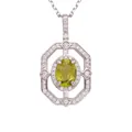 Elegante collana in argento 925 con una gemma naturale di diopside verde dal taglio ovale - Collana Peridoto Naturale