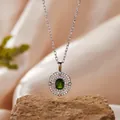 Elegante Halskette aus S925-Sterlingsilber mit grünem Chrom-Diopsid-Edelsteinanhänger - Natürliche Diopsid Halskette / Silber