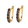 Elegant S925 sterling silver gold plated hoop earrings set with round blue sapphires - Natural Sapphire Hoop