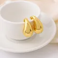 Pendientes de gota de agua dorados minimalistas con diseño geométrico brillante - 32*18mm / Dorado