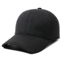 Klassische Herren-Winter-Basecap aus warmem, dunkelgrau strukturiertem Wollstoff - Verstellbar / Dunkelgrau