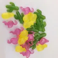 Reusable multi-colored plastic ice cubes in tropical flamingo cactus and pineapple shapes - Flamingo Pattern / Set of 24