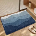 Tappeto da bagno assorbente con motivo a onde blu, antiscivolo e morbido per doccia - 40*60cm / Cielo e Mare
