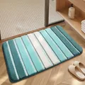 Tappeto da bagno a righe assorbente con morbida trama antiscivolo per il bagno moderno - 40*60cm / Tasti del Pianoforte - Azzurro