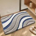 Tufted absorbent non-slip bathroom mat with blue, white, and grey wave pattern design - 40*60cm / Inspiration-Gray
