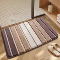 Striped tufted absorbent bathroom floor mat in shades of brown and beige, non-slip design - 40*60cm / Piano Key - Lotus Beige