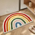 Semi-circle rainbow tufted absorbent non-slip bath mat for elegant bathroom decor - 40*60cm / Own the Rainbow