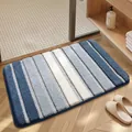 Striped blue and white tufted bath mat with soft absorbent microfibre texture for bathroom - 40*60cm / Piano Keys-Blue