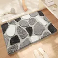 Grey and white cobblestone pattern tufted non-slip absorbent bathroom mat for shower room - 40*60cm / Jin Yu-Gray