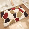 Soft absorbent bathroom floor mat featuring a multi-colored pebble pattern for home decor - 40*60cm / Jin Yu-Brown