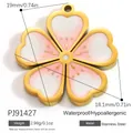 Pink heart cherry blossom pendant in gold stainless steel for DIY jewelry making - PJ91427 (Cherry Blossom)