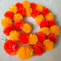 Artificial marigold flower garland in orange and red for Day of the Dead decoration. - 1.5m 30pcs / Orange & Red Interval