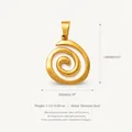 Colgante de espiral en acero inoxidable dorado con datos de dimensiones y peso real - Estilo Espiral Dorado (1)