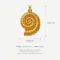 18K gold plated seashell conch pendant necklace with detailed size and weight specs - Ammonite Shell / Gold