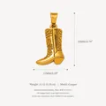 Vintage gouden cowboylaars hanger met gegraveerde patronen van koper - Western Cowboy Laars (12) / Goud