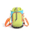 Vibrant color block outdoor water bottle bag with drawstring and adjustable shoulder strap - Sky Blue and Yellow