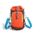 Lightweight dopamine color-blocked outdoor water bottle bag and drawstring phone crossbody - Brown and Orange