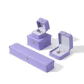 Elegant purple leather jewelry storage box set with crown clasp for ring and necklace - Light Purple
