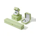 Elegant light green jewelry storage boxes with gold crown clasps for rings and necklaces. - Grass Green