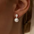 Elegantes pendientes de perlas con cristal de gota, joyería clásica para novias - Estilo 1 Plateado