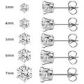 Sterling silver zircon stud earrings size comparison chart from 3mm to 7mm diameters - 8mm / Six-Prong Style (Single Only, Loose) / Silver