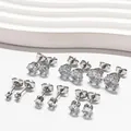 Various sizes of S925 sterling silver cubic zirconia stud earrings set detail view - 6mm / Six-Prong Style (Single Only, Loose) / Silver