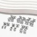 Detailsicht der verschiedenen Größen S925 Silber Zirkonia Ohrstecker Set für Damen - 6mm / Sechs-Krallen-Stil (Einzeln, Lose) / Silber