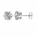 Close-up of s925 sterling silver zircon stud earrings with 0.8mm post thickness detail - 4mm / Six-Prong Style (1 Pair, Card Packaging) / Silver