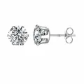 Detailansicht der s925 Sterling Silber Zirkonia Ohrstecker mit 0,8 mm Stiftstärke - 4mm / Sechs-Krallen-Stil (Einzeln, Lose) / Silber