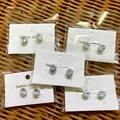 S925 sterling silver stud earrings with sparkling cubic zirconia in four-prong setting - 8mm / Magnetic Style (Single Only, Loose) / Silver