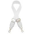 Adjustable white chevron pattern bag strap with PU leather and gold hardware - Silver Clasp / White