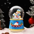 Christmas glowing crystal ball music box with blue nutcracker prince on a white rocking horse - 80# Nutcracker Blue (Light + Music) / Style 80 Block Stripes