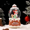 Santa Claus snow globe music box on gingerbread house base with Merry Christmas text - 80# Gingerbread House Santa (Light + Music)