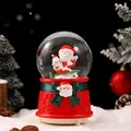 Christmas Santa Claus and penguin snow globe music box with red decorative base - 80# Santa and Penguin (Light + Music) / Style 80 Block Stripes
