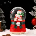 Festive Christmas snow globe music box featuring a cute snowman and a red base with ribbon - 80# Christmas Snowman Red Bow (Light + Music) / Style 80 Block Stripes