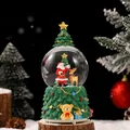 Festive Christmas snow globe music box with Santa Claus and reindeer figurines - 80# Christmas Reindeer (Light + Music)