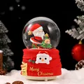 Festive Santa Claus snow globe music box featuring a red knitted base with snowman - Santa and Christmas Tree Style / 100# (Light + Music) / Red