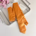 Academy style orange skinny tie with black polka dots for women's uniform accessory - Yellow Polka Dot Style (28073B)