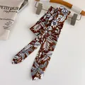 Brown vintage floral pattern necktie scarf for women's shirts and school uniforms - Coffee Floral Pattern Style (28074A)
