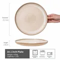 10.1 inch beige ceramic dinner plate for steak with 25.7cm diameter and side view - Simple Ceramic Flat Plate (Jintang Series)
