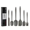 Professional 6-piece gray silicone kitchen utensil set featuring spatulas and oil brush - 6-Piece (Color Box Packaging) / Gray
