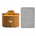 Humidificador de llama volcánica 3D con base de grano de madera y tanque de 250 ml - Difusor de Aromas de Volcán de Simulación (130A) / Veta de madera