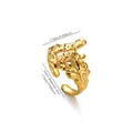 18K gold plated stainless steel irregular geometric ring with textured finish - Irregular Geometric Texture Style (G129725) / Gold