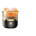Elegante difusor de aromas de llama negra y humidificador con piedras de sal naranja - Difusor de Aromas de Piedra de Sal (930B) / Negro