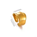 Modern irregular 18K gold plated stainless steel ring with 1.7cm inner diameter size - Wide Irregular Geometric Wavy Line Style (G129629)
