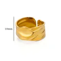 Minimalist 18K gold plated stainless steel irregular wavy ring, 10mm width variant - Irregular Ripple Texture Style (G126096)