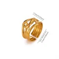 Elegant 18K gold plated titanium steel adjustable ring featuring irregular geometric lines - Irregular Multi-Layer Geometric Line Style (G129621)